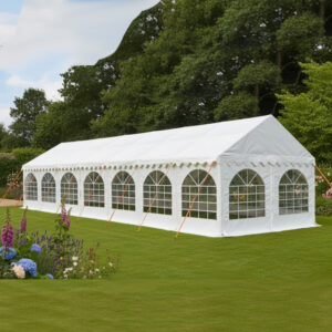 4x14m white 500gsm PVC marquee with ground bars