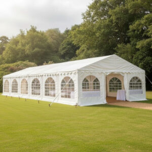 6m x 12m White PVC Marquee with Fire Retardant Covers 100% waterproof and strong 42mm galvanised steel frame