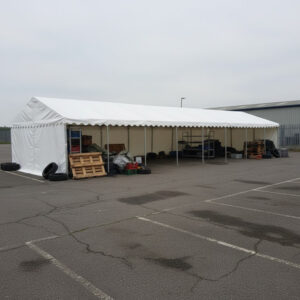 6m x 18m storage marquee with heavy duty PVC waterproof and fire retardant covers, strong steel galvanised frame