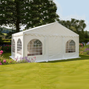 6m x 4m 650gsm PVC Deluxe Marquee 2.3m leg height steel frame with ground bars