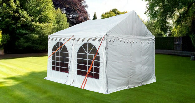 3m x 4m white PVC marquee with fire retardant cover and steel frame