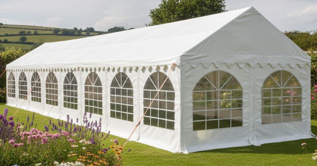 4x16m white PVC marquee with ground bars