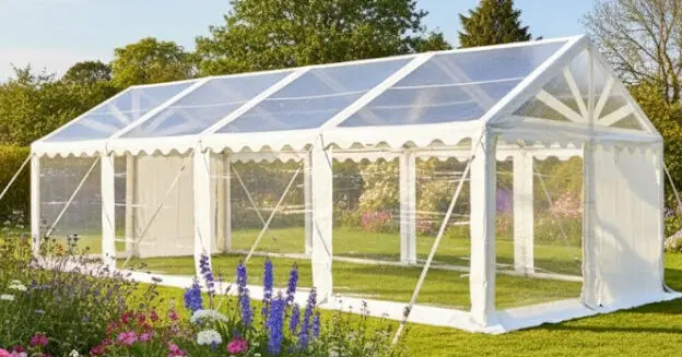 4m x 8m clear roof and sides marquee with 500gsm PVC and strong steel framework
