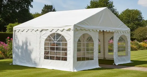 6m x 4m white PVC Marquee with steel frame and ground bars