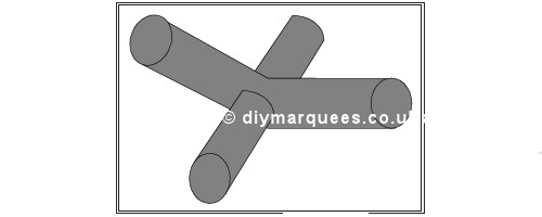 6m Deluxe Marquee Part E - 4 Way Curved Connector 54mm Steel