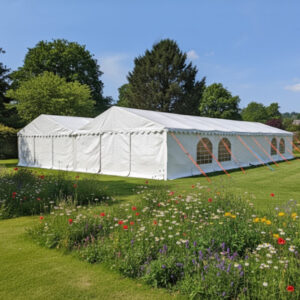 12m x 18m PVC marquee with durable flame retardant covers and strong steel frame