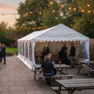 4x10m 650gsm PVC Marquee with 42mm steel frame in a pub garden