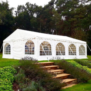 6m x 8m White PVC Marquee with Fire Retardant Covers 100% waterproof and strong steel frame