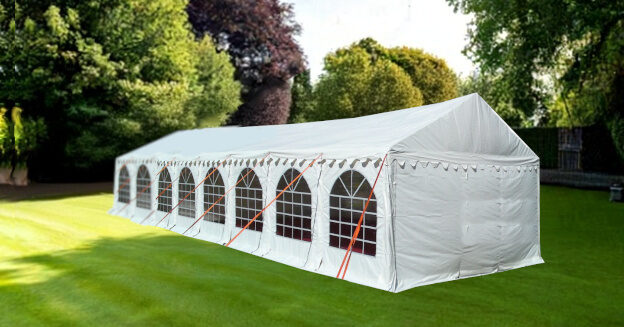 3x16m PVC marquee with long lasting fire retardant PVC covers and anti-corrosion galvanised steel frame