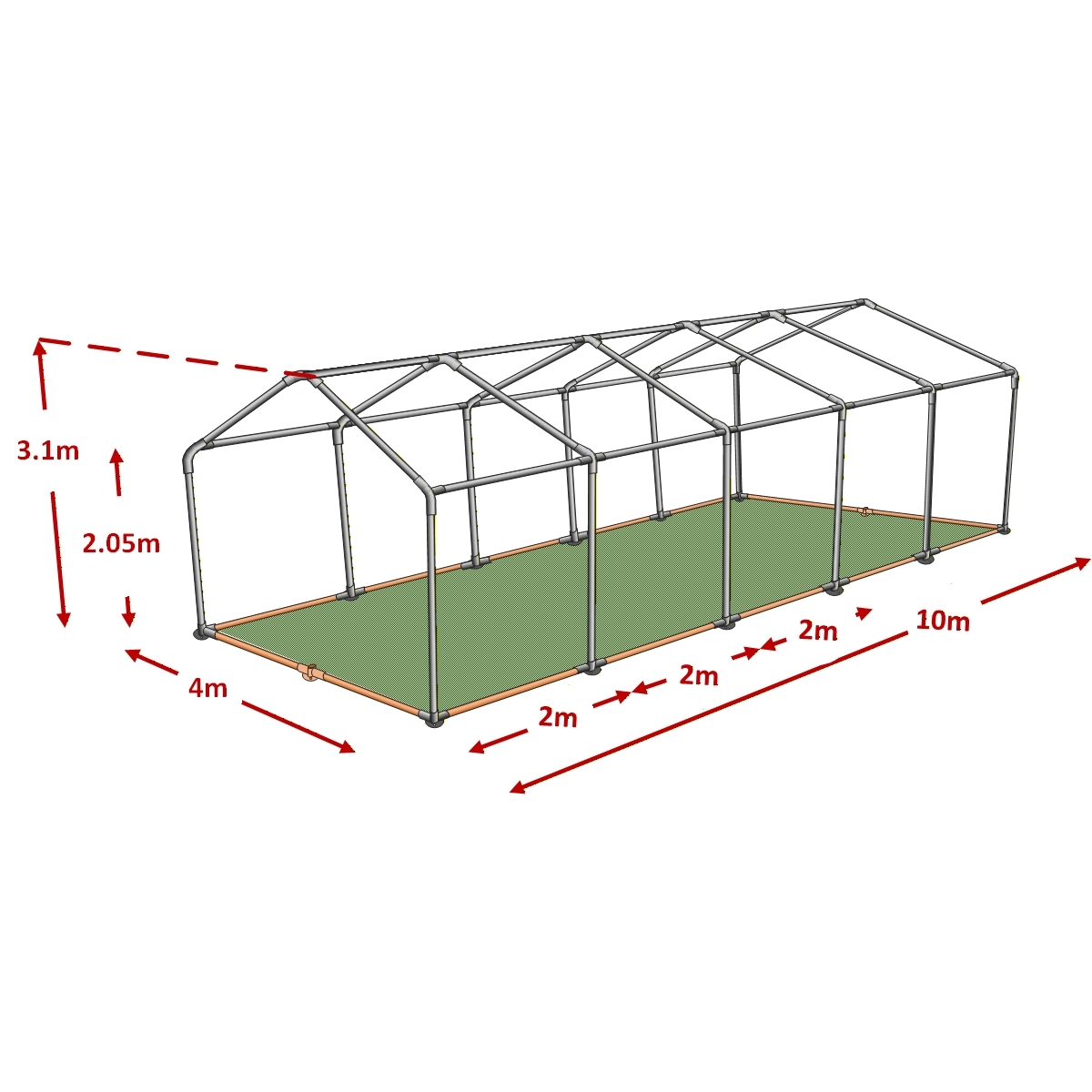 4x10m Standard Plus Marquee Framework Diagram