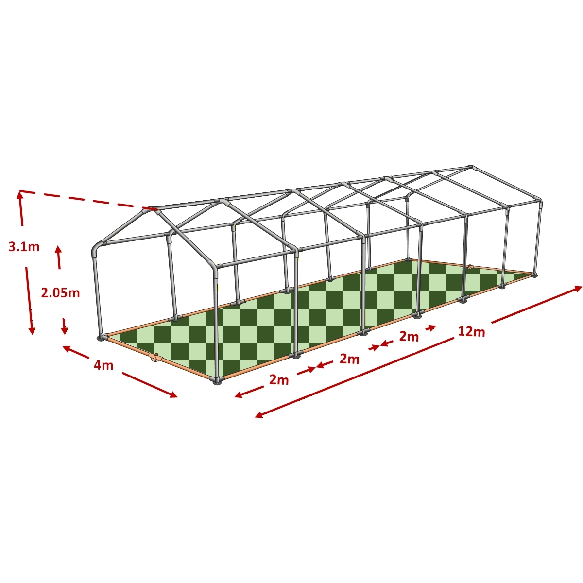 4x12m Standard Plus Marquee Framework Diagram