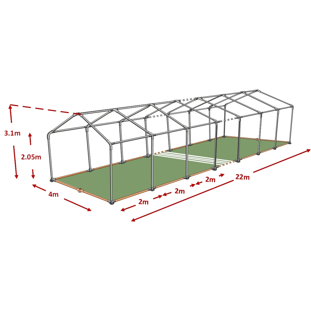 4x22m Standard Plus Marquee Framework Diagram