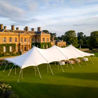 9x24m traditional PVC marquee in white with waterproof and fire retardant covers
