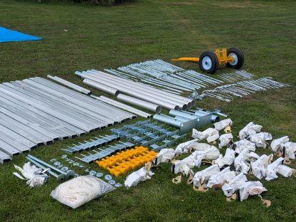 9m wide traditional marquee with all components laid out