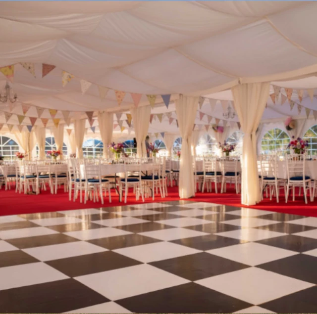 Marquee roof and curtain linings for a beautiful wedding marquee
